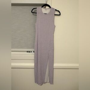 EUC Aritzia Wilfred s small purple and white midi dress with slit